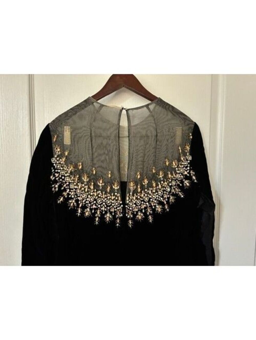 Vintage 1960's Elinor Simmons for Malcom Starr black velvet beaded evening gown - Picture 6 of 9